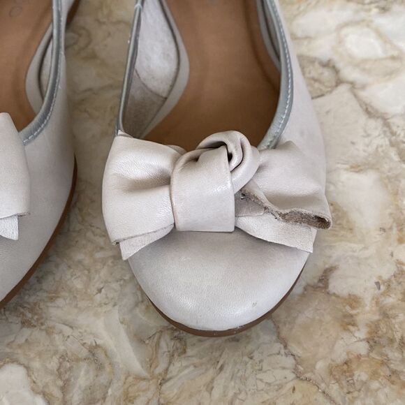 Aldo Gray Leather Silver Trim Big Bow Ballerina Flats - Picture 5 of 11